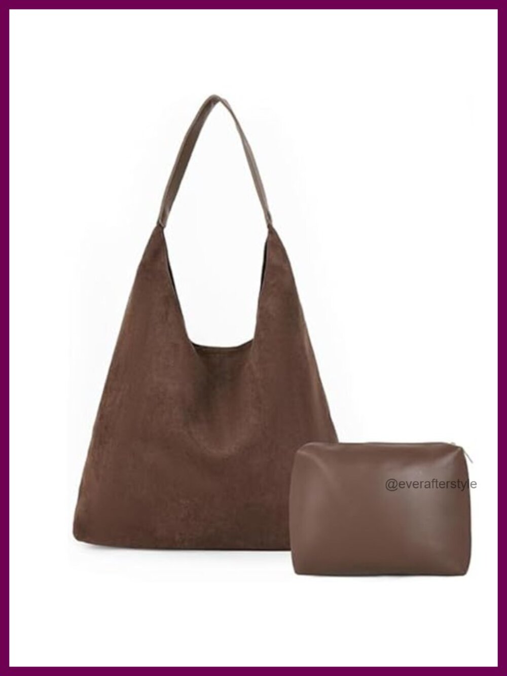 Suede Slouchy Hobo Shoulder Bag for Women Retro Style Magnetic Closure